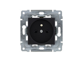 DANTE Gniazdo pojedyncze z uziemieniem z przesłoną torów prądowych bez ramki czarny 450934 KOS
