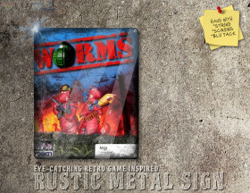 Weathered Look Amiga Worms Box Artwork Metal Sign [692]