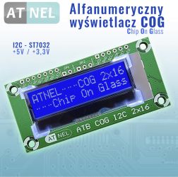 Wyświetlacz alfanumeryczny 2x16 I2C - ATNEL COG (Chip On Glass)