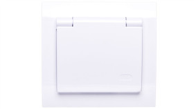 Kier Gniazdo Bryzgoszczelne Z/U Schuko Ip44 Z Przesłonami Klapka Biała...