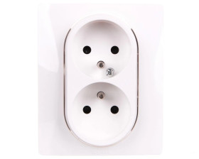 NILOE Gniazdo podwójne z/u kompaktowe 16 A 250V z przesłonami białe 764541