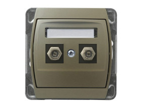 GAZELA Gniazdo antenowe podwójne typu "F" satyna + satyna GPA-2JF/m/16/16 OSPEL