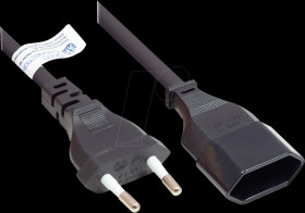 P0300-S002 Extension Euro plug type C, black, 0.75 mm², 0.2 m
