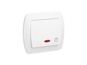 AKORD Wyłącznik zwierny przycisk "światło" z podświetleniem na 12V (moduł) 10AX 24 V zaciski śrubowe biały AS1L12/11 KONTAKT SIM