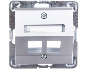 IMPRESJA Obudowa gniazda komputerowego podwójnego skośna srebrna GPK-2YS/p/18