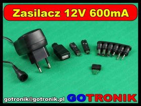 Zasilacz regulowany impulsowy DC napięcie 3-12V 600mA