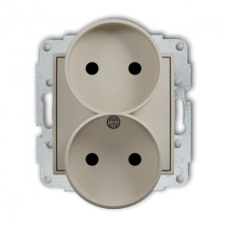 ICON Mechanizm gniazda podwójnego do ramki bez uziemienia 2x2P (przesłony torów prądowych) taupe 60IGPR-2p