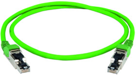 Patch cable, RJ45 plug, straight to RJ45 plug, straight, Cat 5, U/UTP, PUR, 1 m, green, 100017301