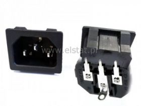 Gniazdo męskie zasil. do PCB na zatrzask kątowe