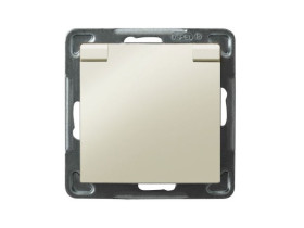 IMPRESJA Gniazdo hermetyczne z uziemieniem IP-44 z przesłonami torów prądowych wieczko w kolorze wyrobu ecru GPH-1YZP/m/27/w OSP