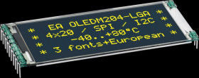 EA OLEDM204-GGA Text OLED, 2/3/4x20 characters, 61x26 mm, yellow, incl. protecti