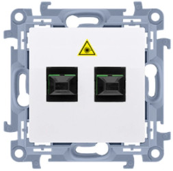 Simon 10 Gniazdo światłowodowe optyczne podwójne SC/APC biały CGS2.01/11