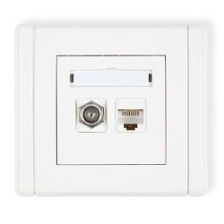 Gniazdo tel. poj. 1xRJ11 + komp. poj. 1xRJ45, kat. 5e, 8-stykoweowe