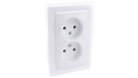 Gniazdo Podwójne Bez Uziemienia B/U Białe 16A 250V - Argo 9102
