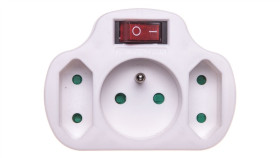 Rozgałęźnik Wtyczkowy Z Wyłącznikiem 1-Gniazdo Z/U + 2X Euro Biały P0029