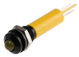 Lampka kontrolna do montażu panelowego 24V dc, Żółta 8mm LED Końcówka lutownicza RS PRO