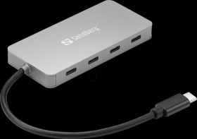 136-41 USB 3.1 4-port USB-C hub, aluminium, USB-C cable