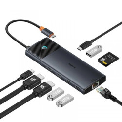 HUB 10w1 Baseus Metal Gleam Series USB-C do USB-C PD / USB-C / 3x USB-A / 2x HDMI / RJ-45 / SD / TF