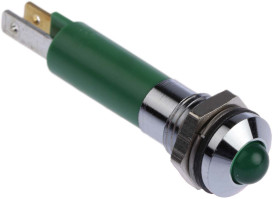 Lampka kontrolna do montażu panelowego 24V, zielona 8mm LED Chrom Końcówka lutownicza CML Innovative Technologies