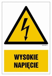 ZNAK - HA003 Wysokie napięcie 7,5 x 10 cm FN - Folia samoprzylepna