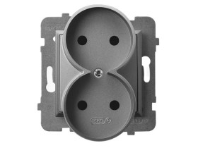 ARIA Gniazdo podwójne bez uziemienia szary mat GP-2UR/m/70 OSPEL