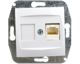 CARLA Gniazdo komputerowe pojedyncze RJ45 cat 5e białe 1748-10