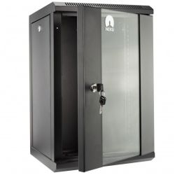 Szafa wisząca RACK 10" 9U 300mm drzwi szklane czarna NEKU TS