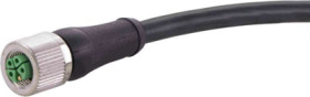 Sensor actuator cable, M12-cable socket, straight to open end, 4 pole + PE, 10 m, PUR, black, 12 A, 21343300544100