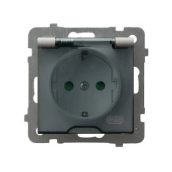 AS Gniazdo bryzgoszczelne z uziemieniem schuko IP-44 z przesłonami torów prądowych wieczko przezroczyste kaszmir GPH-1GSP/m/82/d