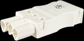 Plug, 3 pole, cable assembly, spring-clamp connection, 0.5-2.5 mm², white, AC 166 GSTPF/ 3 WS