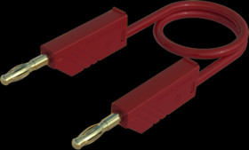Measuring lead with (4 mm plug, spring-loaded, straight) to (4 mm plug, spring-loaded, straight), 0.5 m, red, PVC, 2.5 mm², CAT