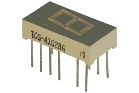 Wyświetlacz; LED; TOS-4102BG; pojedynczy; zielony; anoda; 7-segmentowy; 10,16mm; 9,8mm; 18,7mm; Kolor tła: szary; 7,99÷15,52mcd;