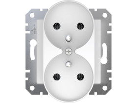 ASFORA Gniazdo podwójne do ramki z uziemieniem białe EPH9810221 SCHNEIDER ELECTRIC