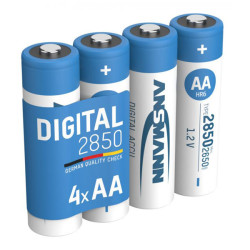 Ansmann 5035092 AA - Pack of 4 Digital NiMH Rechargeable Batteries 2850mAh
