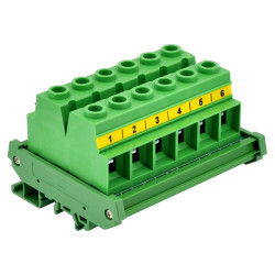 DIN Rail Mount 90Amp 600V 6 Position Screw Terminal Block Distribution Module