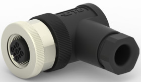 Circular connector, 3 pole, screw connection, screw locking, angled, T4112001031-000