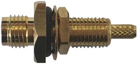 Złącze koncentryczne Montaż na panelu Żeński 50Ω typ złącza Złącze SMA 0 to 6GHz Połączenie zagniatane typ kabla RG174