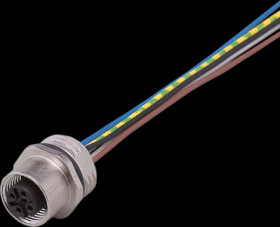 Panel socket, M12, 5 pole, straight, E11917