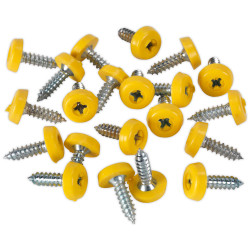 Sealey PTNP2 Number Plate Screw Plastic Enclosed Head &#xD8;4.8 x 18mm Yellow Pack 50