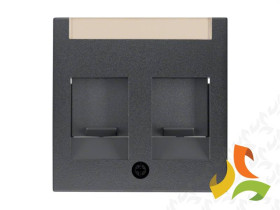 BERKER B.KWADRAT Płytka czołowa do gniazda multimedialne podwójne z zasuwami z polem opisowym antracyt mat 11811606 HAGER