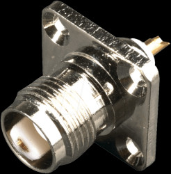 Built-in flanged TNC socket, soldered version, 50 Ω