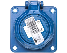 Gniazdo tablicowe /pokrywa na zawiasach/ 10/16A 2P+Z 230V /75x75/ niebieskie IP68 NAUTILUS 20342-8b