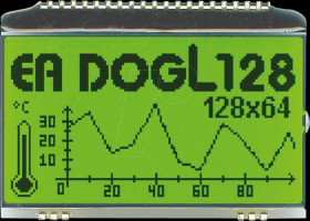 EA DOGL128L-6 LCD graphic module, 60.8 x 32.9 mm, yellow / green