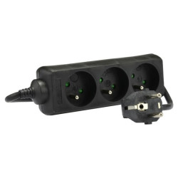 Przedłużacz 3Gn 2m Z/U Czarny Z uziemieniem, ELGOTECH