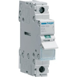 Rozłącznik izolacyjny, szer. 1 moduł. 1P, 63A HAGER SBN163