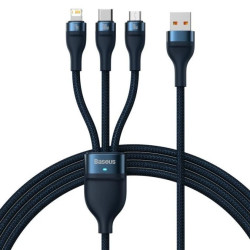Baseus Flash Series II kabel USB - USB Typ C / Lightning / micro USB 100 W 1,2 m niebieski (CASS0300