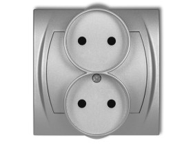 LOGO Gniazdo podwójne do ramki poziomej bez uziemienia (przesłony torów prądowych) srebrny metalik 7LGPR-2p KARLIK