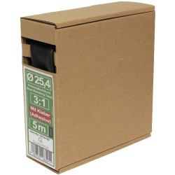 Quadrios 23CA182 Heatshrink Black 25.4mm 5m 3:1 with Adhesive