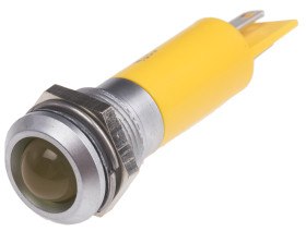 Lampka kontrolna do montażu panelowego 230V ac, Żółta 12mm LED Chrom RS PRO