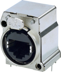 Socket, RJ45, 8 pole, 8P8C, Cat 5e, solder connection, PCB mounting, NE8FBH-C5-LED-S